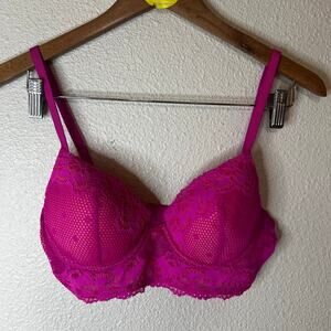 Josie Natori 847133 lace Etoile contour plunge bra pink lightening petal NEW 34C